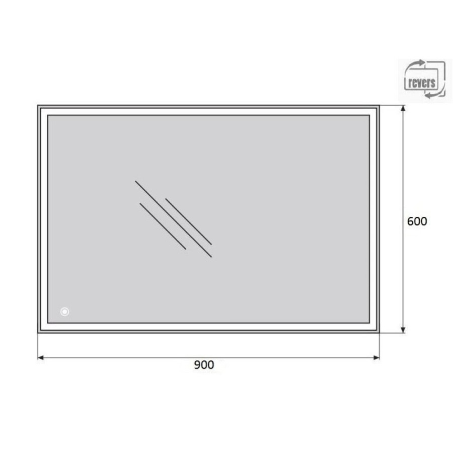 Зеркало BelBagno SPC-GRT-900-600-LED-TCH 90 x 60 см со встроенным светильником и сенсорным выключателем