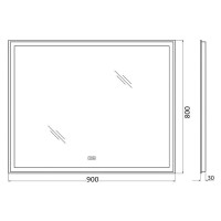 Зеркало BelBagno SPC-GRT-900-800-LED-TCH-WARM, 90 см, с подсветкой, белый
