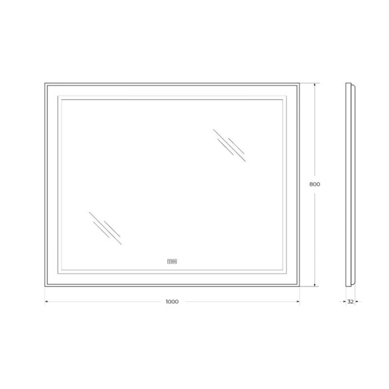 Зеркало BelBagno Kraft SPC-KRAFT-1000-800-LED-TCH-WARM, 100 см, со встроенной подсветкой и подогревом, сатин