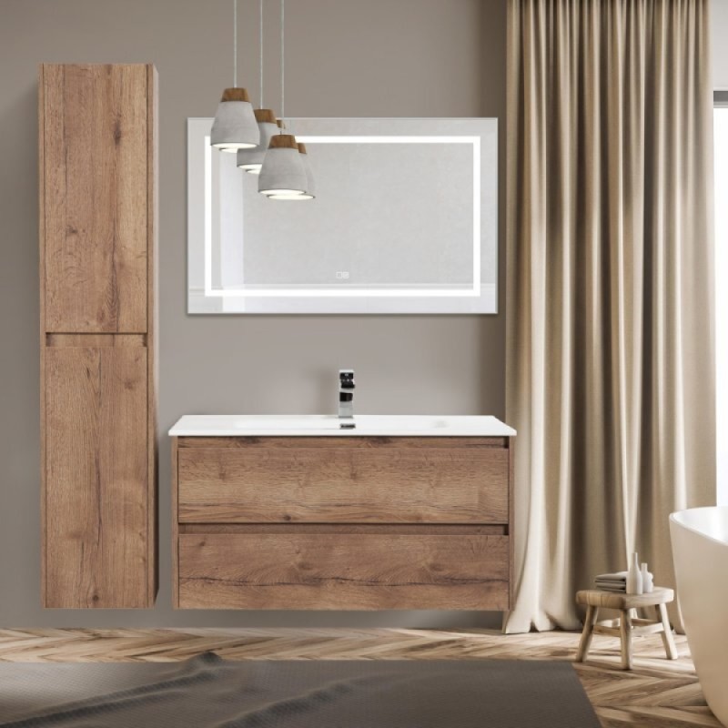 Зеркало BelBagno Kraft SPC-KRAFT-1000-800-LED-TCH-WARM, 100 см, со встроенной подсветкой и подогревом, сатин