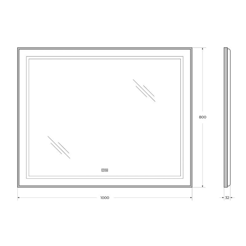 Зеркало BelBagno Kraft SPC-KRAFT-1000-800-LED-TCH-WARM-NERO, 100 см, со встроенной подсветкой и подогревом, черный