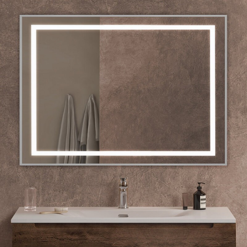 Зеркало BelBagno Kraft SPC-KRAFT-1000-800-SENS-AL, 100 см, с LED подсветкой, с сенсорным выключателем, сатин
