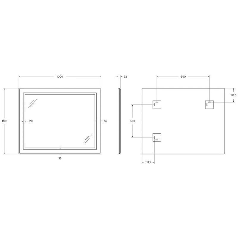 Зеркало BelBagno Kraft SPC-KRAFT-1000-800-SENS-NERO, 100 см, с LED подсветкой, с сенсорным выключателем, цвет рамы черный