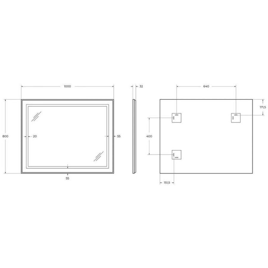 Зеркало BelBagno Kraft SPC-KRAFT-1000-800-SENS-NERO, 100 см, с LED подсветкой, с сенсорным выключателем, цвет рамы черный