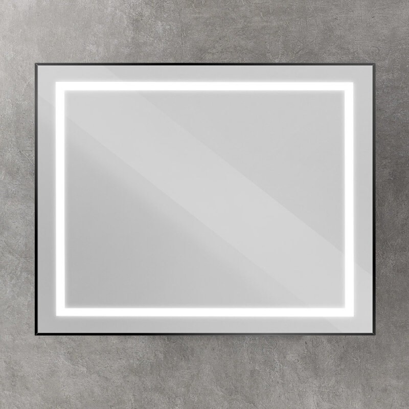 Зеркало BelBagno Kraft SPC-KRAFT-1000-800-SENS-NERO, 100 см, с LED подсветкой, с сенсорным выключателем, цвет рамы черный