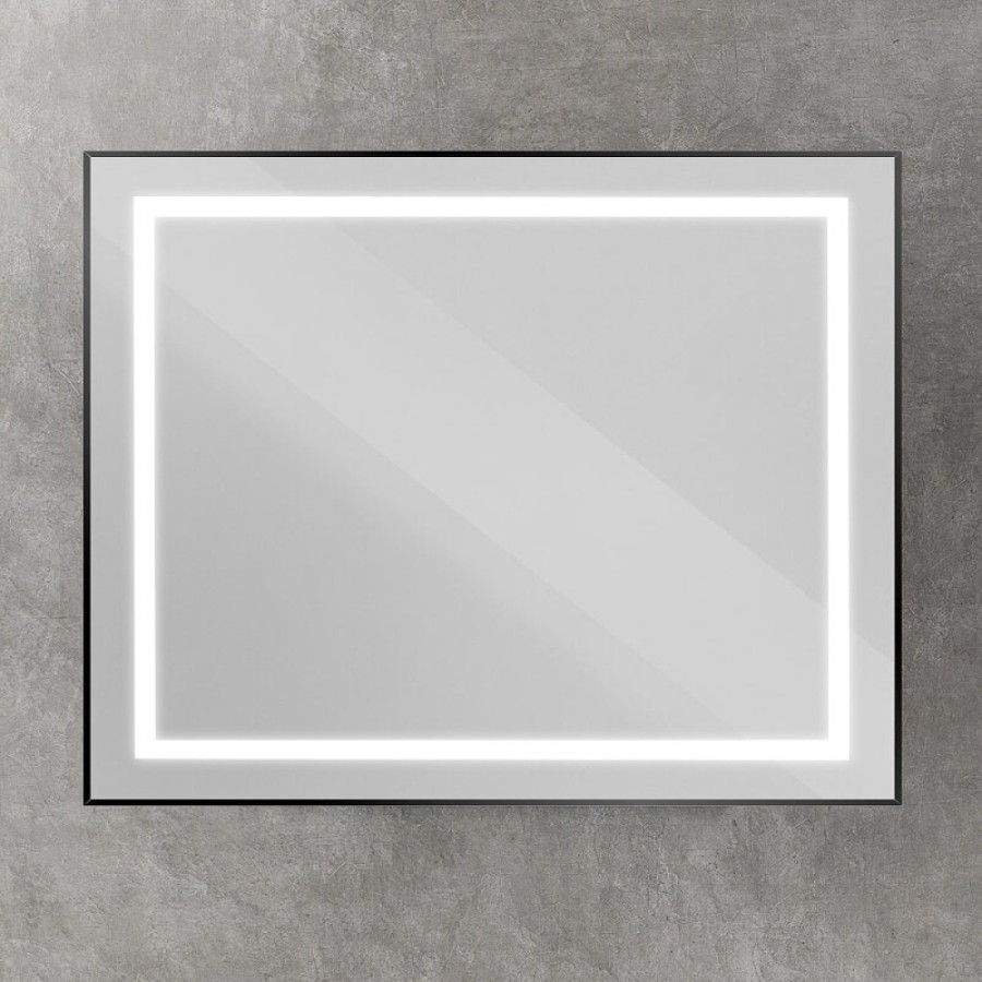 Зеркало BelBagno Kraft SPC-KRAFT-1000-800-SENS-NERO, 100 см, с LED подсветкой, с сенсорным выключателем, цвет рамы черный