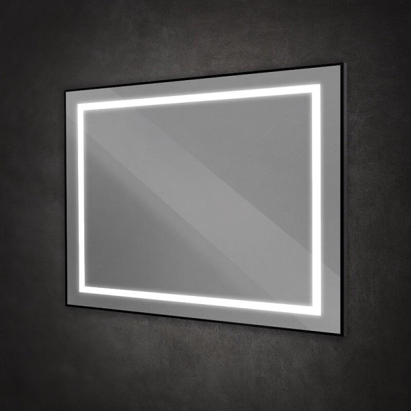Зеркало BelBagno Kraft SPC-KRAFT-1000-800-SENS-NERO, 100 см, с LED подсветкой, с сенсорным выключателем, цвет рамы черный