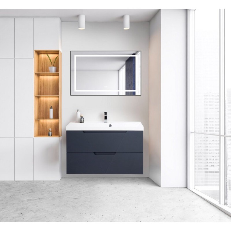 Зеркало BelBagno Kraft SPC-KRAFT-1085-685-TCH-WARM-NERO 108.5 см, светодиодная подсветка, с сенсорным выключателем, с подогревом, черный