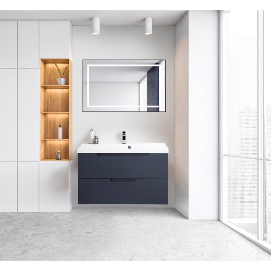 Зеркало BelBagno Kraft SPC-KRAFT-1085-685-TCH-WARM-NERO 108.5 см, светодиодная подсветка, с сенсорным выключателем, с подогревом, черный
