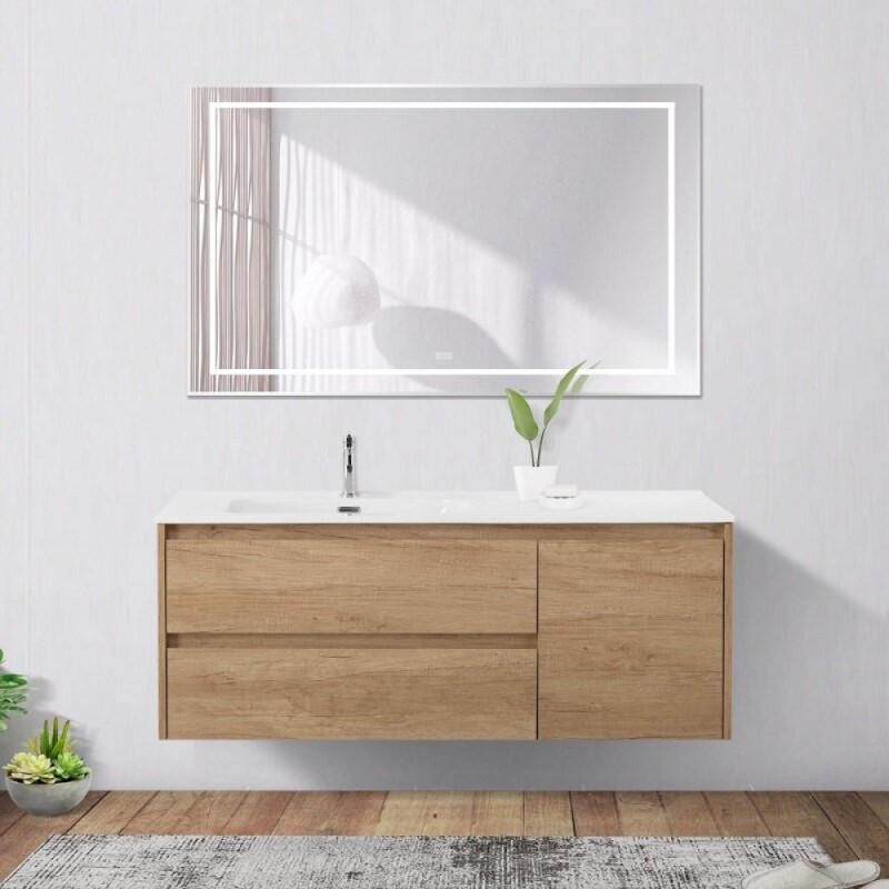Зеркало BelBagno Kraft SPC-KRAFT-1200-800-LED-TCH-WARM, 120 см, со встроенной подсветкой и подогревом, сатин