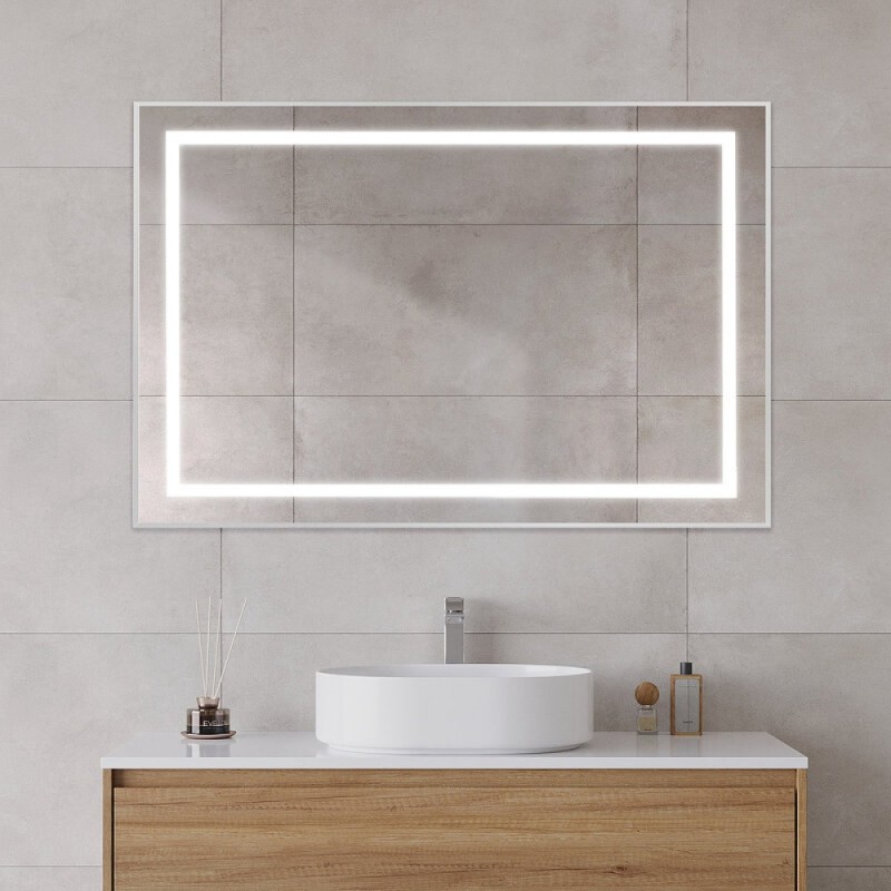 Зеркало BelBagno Kraft SPC-KRAFT-1200-800-SENS-AL, 120 см, с LED подсветкой, с сенсорным выключателем, цвет рамы сатин