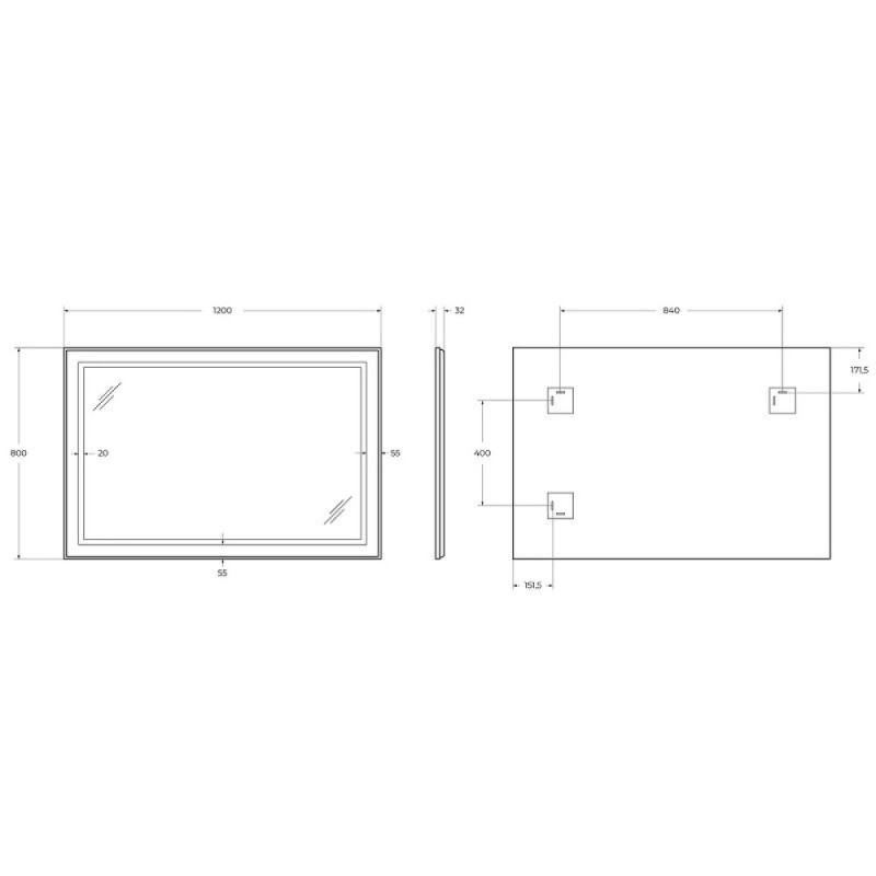 Зеркало BelBagno Kraft SPC-KRAFT-1200-800-SENS-NERO, 120 см, с LED подсветкой, с сенсорным выключателем, цвет рамы черный