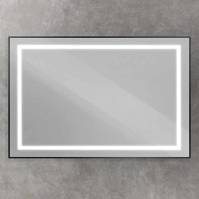 Зеркало BelBagno Kraft SPC-KRAFT-1200-800-SENS-NERO, 120 см, с LED подсветкой, с сенсорным выключателем, цвет рамы черный