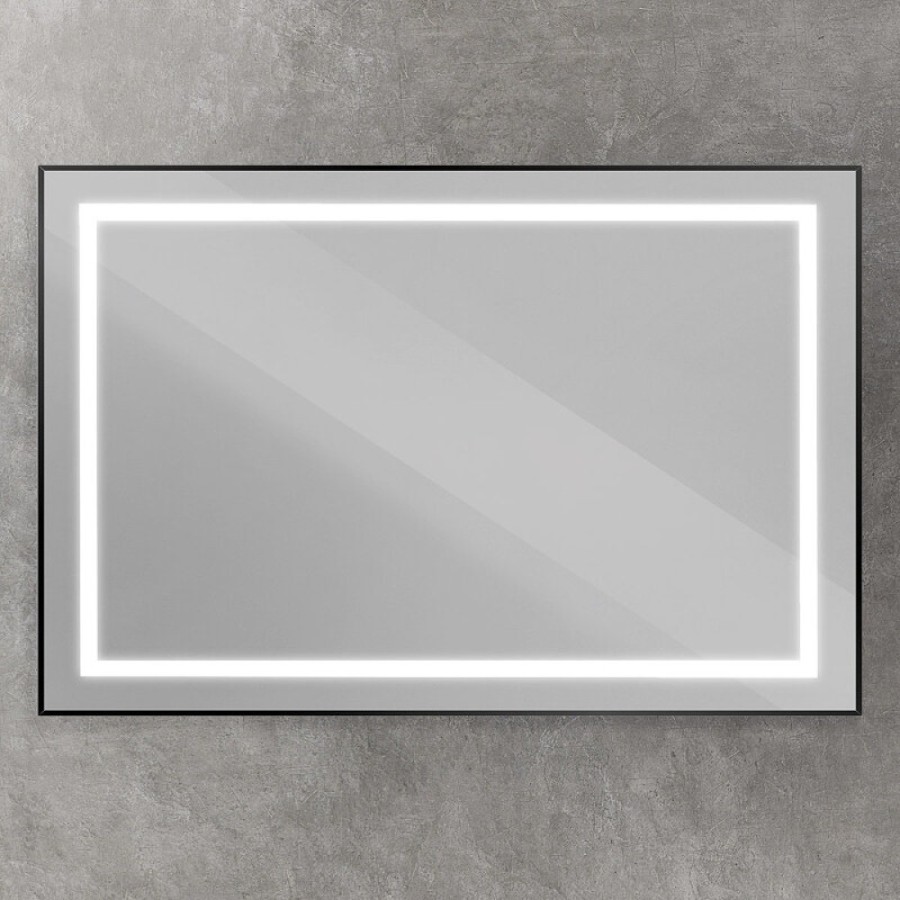 Зеркало BelBagno Kraft SPC-KRAFT-1200-800-SENS-NERO, 120 см, с LED подсветкой, с сенсорным выключателем, цвет рамы черный