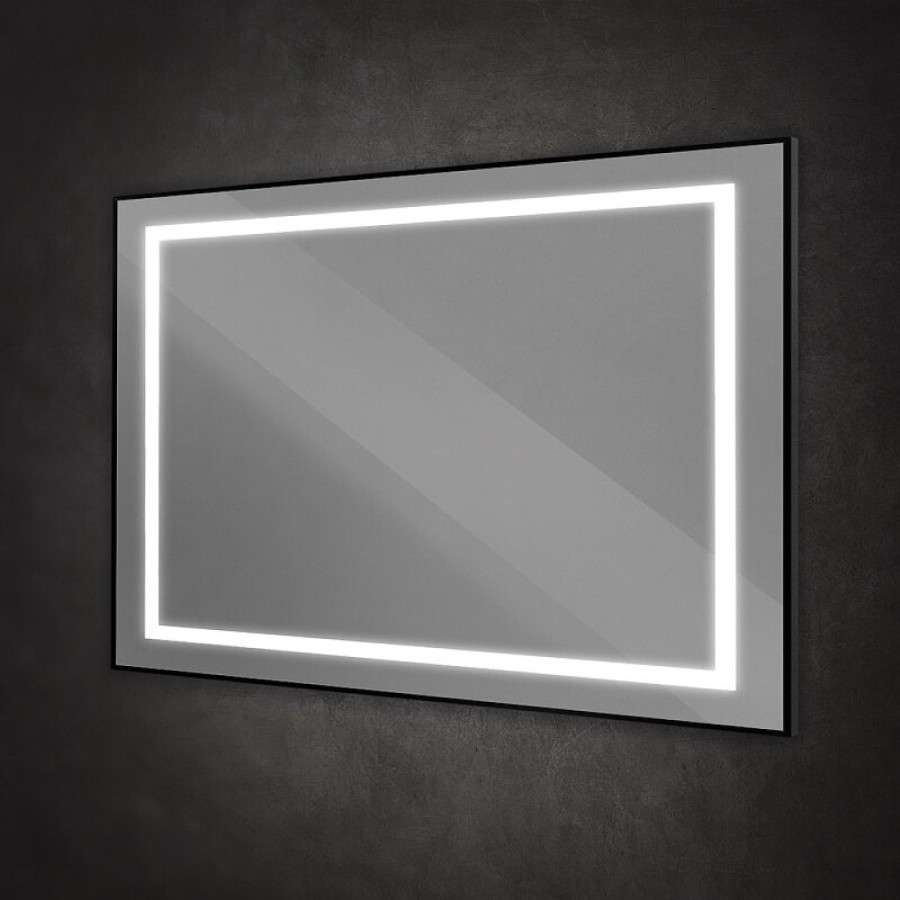 Зеркало BelBagno Kraft SPC-KRAFT-1200-800-SENS-NERO, 120 см, с LED подсветкой, с сенсорным выключателем, цвет рамы черный