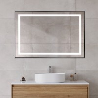 Зеркало BelBagno Kraft SPC-KRAFT-1200-800-SENS-NERO, 120 см, с LED подсветкой, с сенсорным выключателем, цвет рамы черный