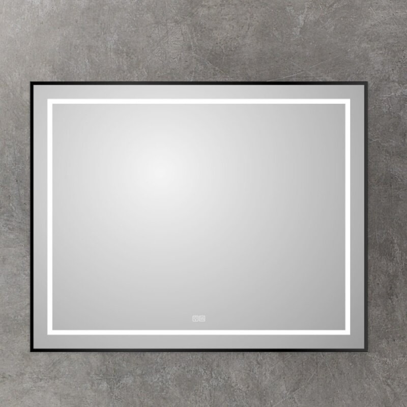 Зеркало BelBagno Kraft SPC-KRAFT-1400-800-LED-TCH-WARM-NERO, 140 см, со встроенной подсветкой и подогревом, черный