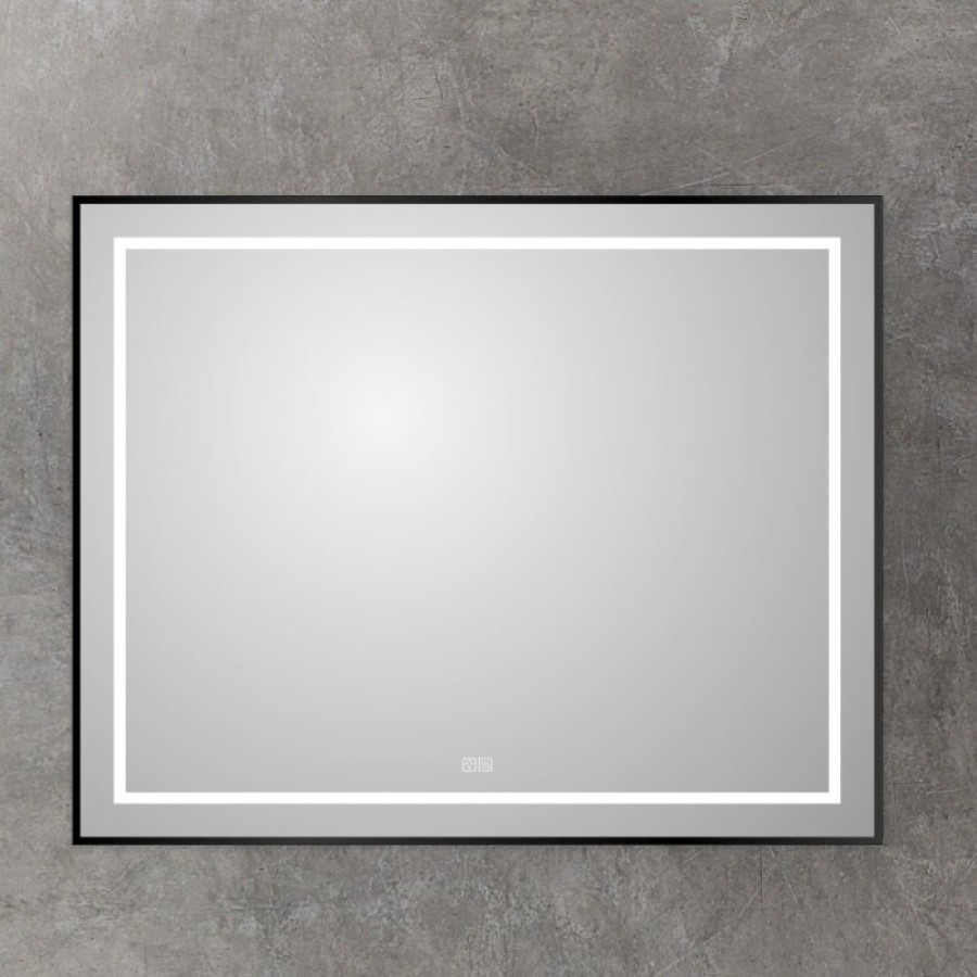 Зеркало BelBagno Kraft SPC-KRAFT-1400-800-LED-TCH-WARM-NERO, 140 см, со встроенной подсветкой и подогревом, черный