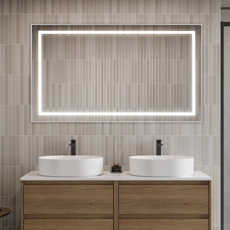 Зеркало BelBagno Kraft SPC-KRAFT-1400-800-SENS-AL, 140 см, с LED подсветкой, с сенсорным выключателем, цвет рамы сатин