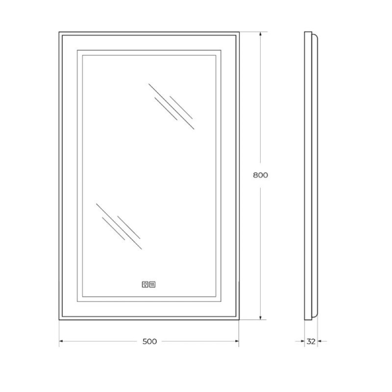 Зеркало BelBagno Kraft SPC-KRAFT-500-800-LED-TCH-WARM, 50 см, со встроенной подсветкой и подогревом, сатин