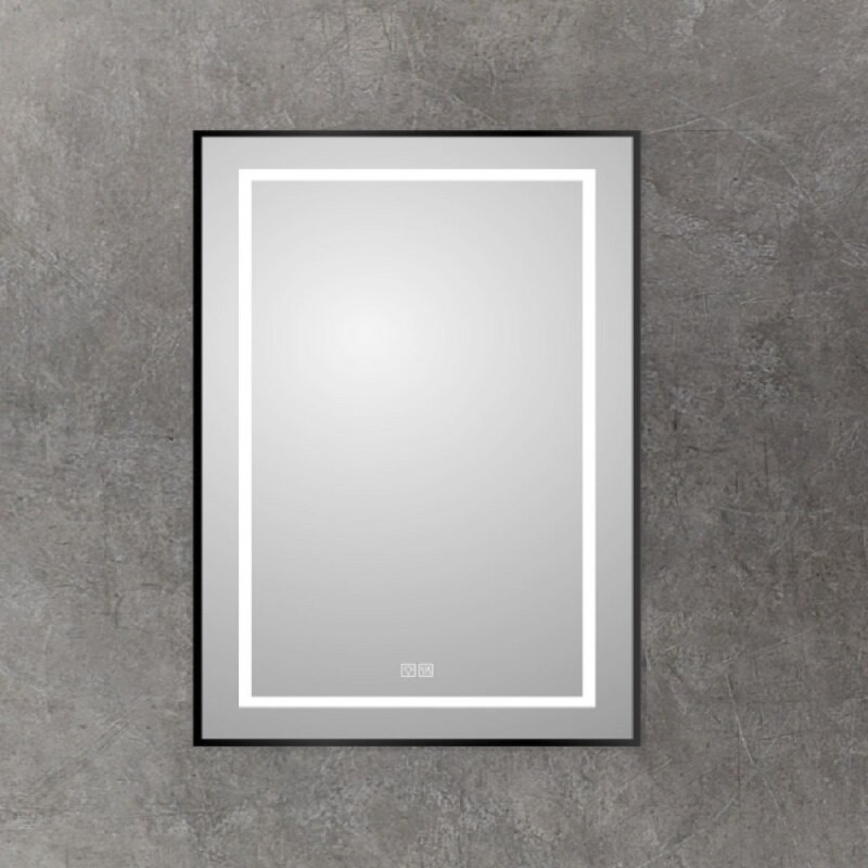 Зеркало BelBagno Kraft SPC-KRAFT-500-800-LED-TCH-WARM-NERO, 50 см, со встроенной подсветкой и подогревом, черный