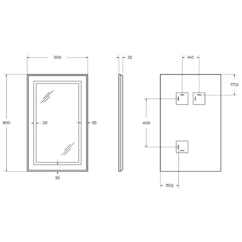 Зеркало BelBagno Kraft SPC-KRAFT-500-800-SENS-AL, 50 см, с LED подсветкой, с сенсорным выключателем, цвет рамы сатин