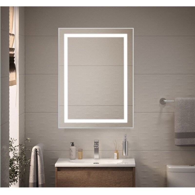 Зеркало BelBagno Kraft SPC-KRAFT-500-800-SENS-AL, 50 см, с LED подсветкой, с сенсорным выключателем, цвет рамы сатин
