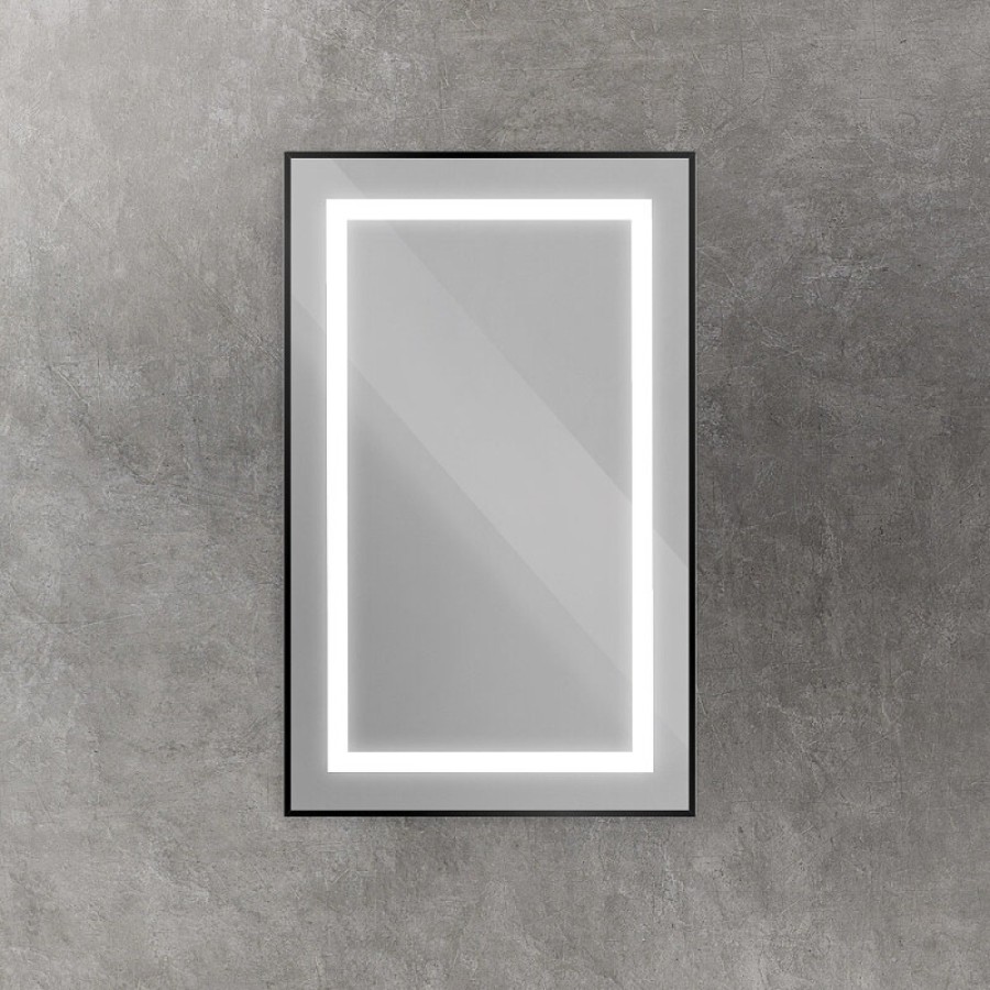 Зеркало BelBagno Kraft SPC-KRAFT-500-800-SENS-NERO, 50 см, с LED подсветкой, с сенсорным выключателем, цвет рамы черный