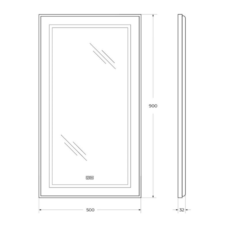 Зеркало BelBagno Kraft SPC-KRAFT-500-900-LED-TCH-WARM, 50 х 90 см, со встроенной подсветкой и подогревом, сатин