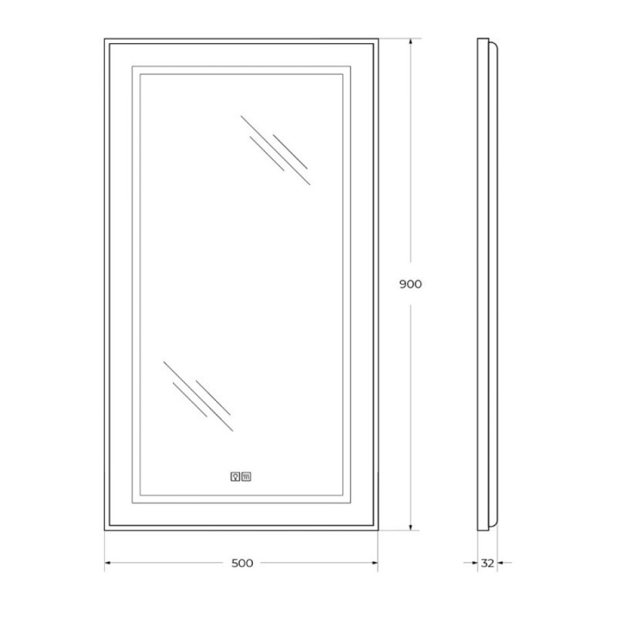 Зеркало BelBagno Kraft SPC-KRAFT-500-900-LED-TCH-WARM, 50 х 90 см, со встроенной подсветкой и подогревом, сатин