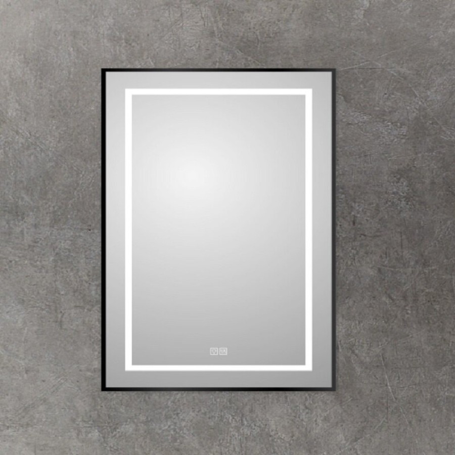 Зеркало BelBagno Kraft SPC-KRAFT-500-900-LED-TCH-WARM-NERO, 50 х 90 см, со встроенной подсветкой и подогревом, черный