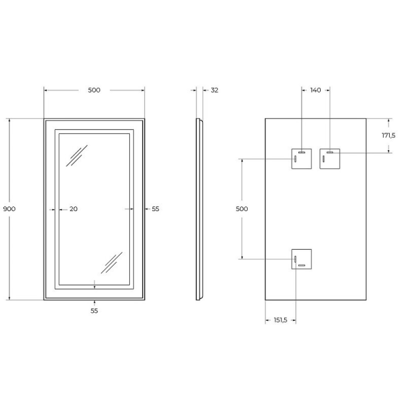Зеркало BelBagno Kraft SPC-KRAFT-500-900-SENS-AL, 50 см, с LED подсветкой, с сенсорным выключателем, цвет рамы черный