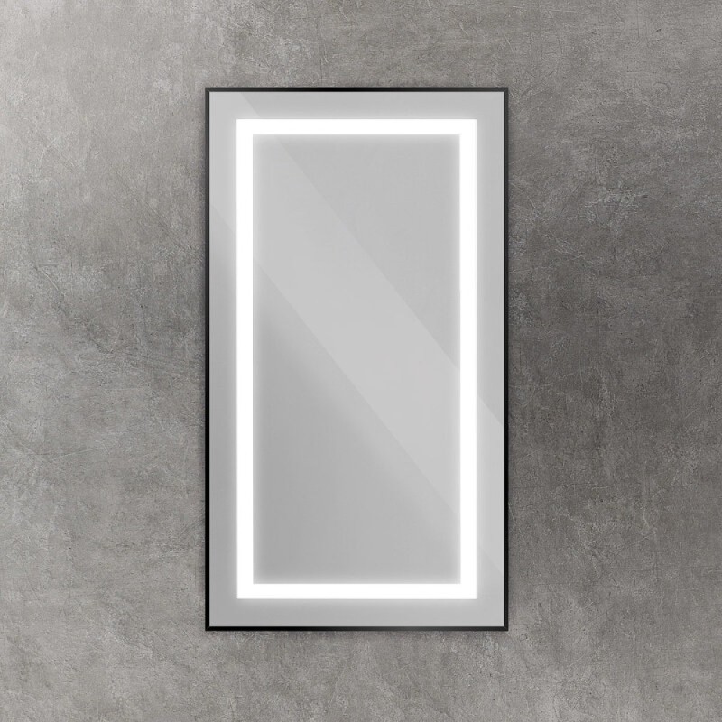 Зеркало BelBagno Kraft SPC-KRAFT-500-900-SENS-AL, 50 см, с LED подсветкой, с сенсорным выключателем, цвет рамы черный