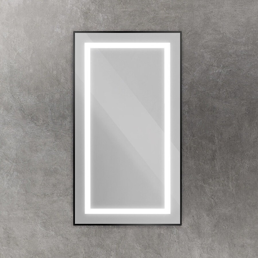 Зеркало BelBagno Kraft SPC-KRAFT-500-900-SENS-AL, 50 см, с LED подсветкой, с сенсорным выключателем, цвет рамы черный