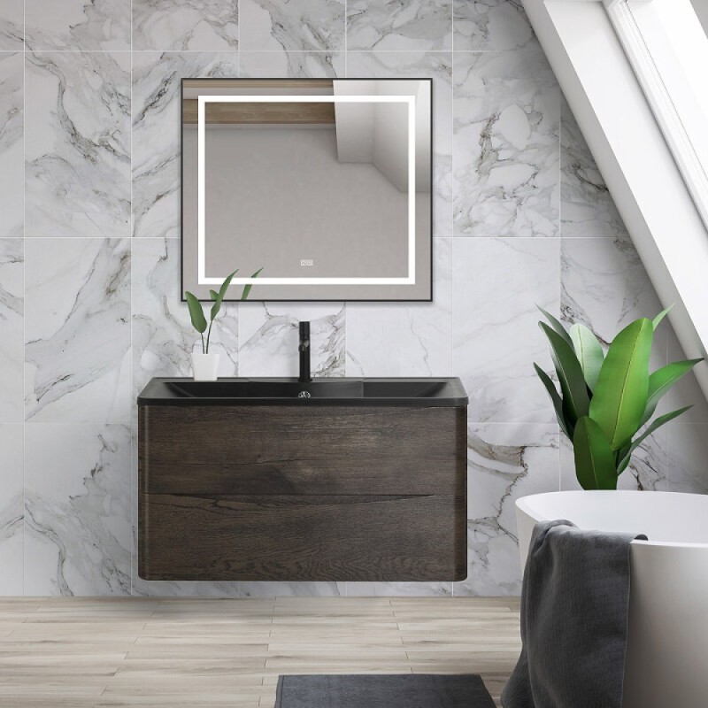 Зеркало BelBagno Kraft SPC-KRAFT-555-1700-TCH-PIA-NERO 88.5 см, светодиодная подсветка, с сенсорным выключателем, с подогревом, черный