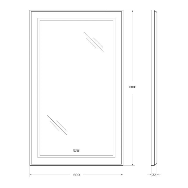Зеркало BelBagno Kraft SPC-KRAFT-600-1000-LED-TCH-WARM, 60 х 100 см, со встроенной подсветкой и подогревом, сатин