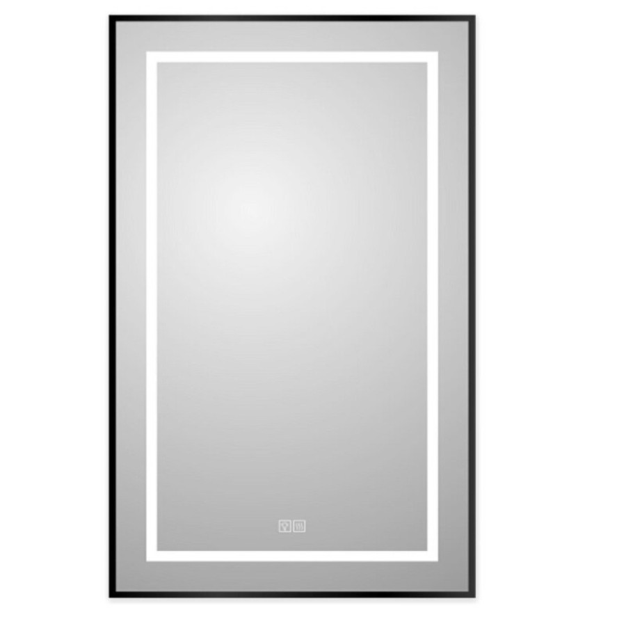 Зеркало BelBagno Kraft SPC-KRAFT-600-1000-LED-TCH-WARM-NERO, 60 х 100 см, со встроенной подсветкой и подогревом, черный