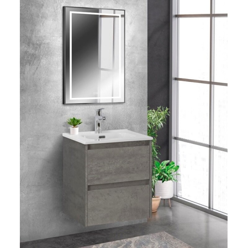 Зеркало BelBagno Kraft SPC-KRAFT-600-1000-LED-TCH-WARM-NERO, 60 х 100 см, со встроенной подсветкой и подогревом, черный