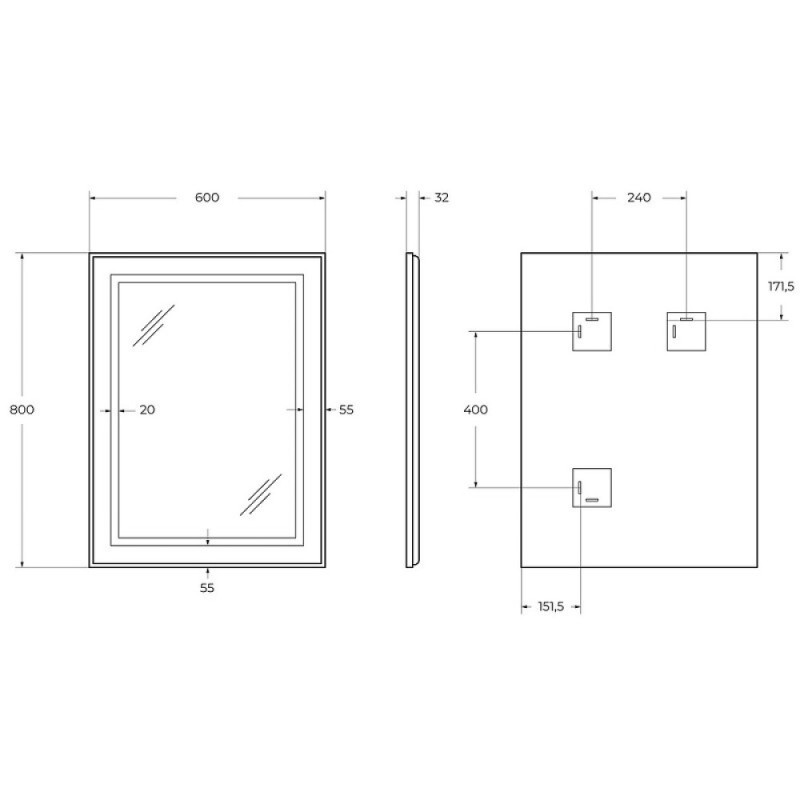 Зеркало BelBagno Kraft SPC-KRAFT-600-800-SENS-AL, 60 см, с LED подсветкой, с сенсорным выключателем, цвет рамы сатин