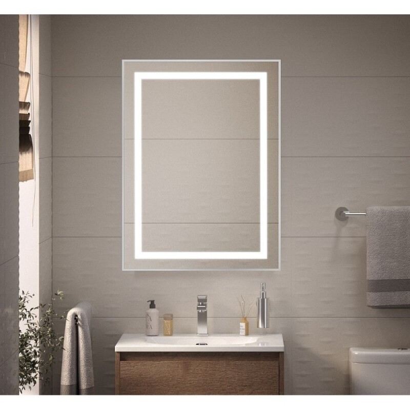 Зеркало BelBagno Kraft SPC-KRAFT-600-800-SENS-AL, 60 см, с LED подсветкой, с сенсорным выключателем, цвет рамы сатин