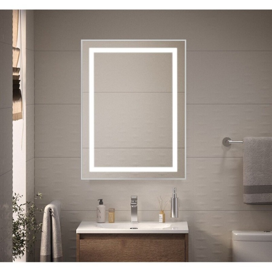 Зеркало BelBagno Kraft SPC-KRAFT-600-800-SENS-AL, 60 см, с LED подсветкой, с сенсорным выключателем, цвет рамы сатин