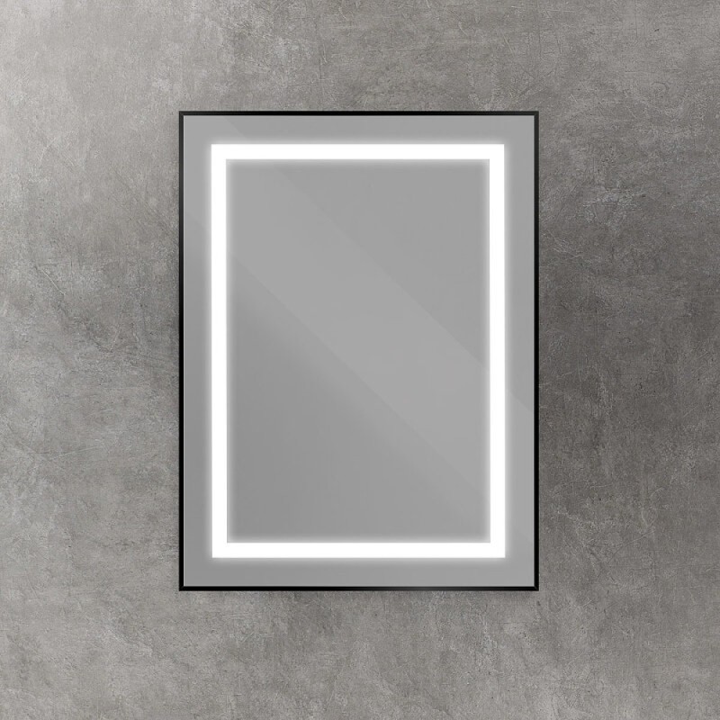 Зеркало BelBagno Kraft SPC-KRAFT-600-800-SENS-NERO, 60 см, с LED подсветкой, с сенсорным выключателем, цвет рамы черный