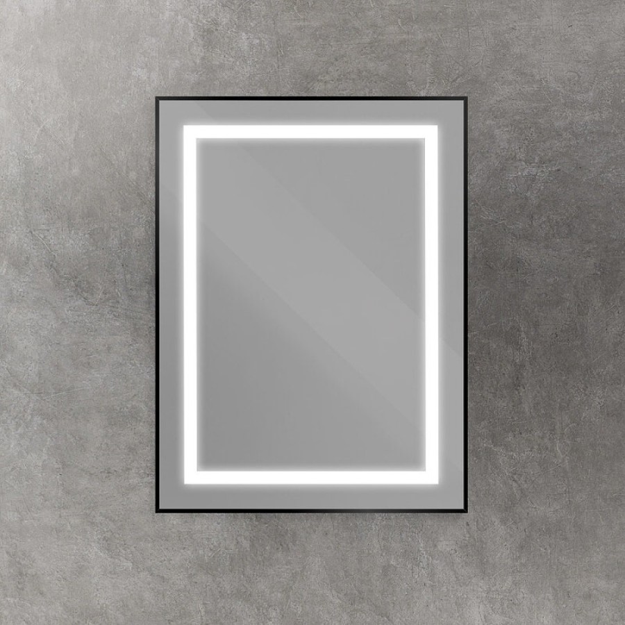 Зеркало BelBagno Kraft SPC-KRAFT-600-800-SENS-NERO, 60 см, с LED подсветкой, с сенсорным выключателем, цвет рамы черный