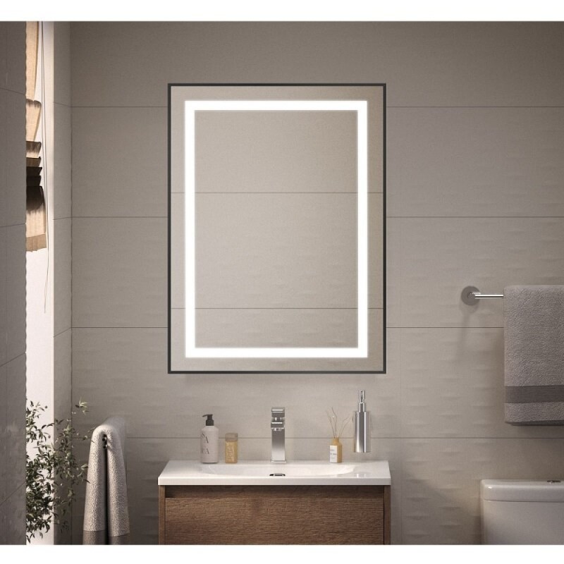 Зеркало BelBagno Kraft SPC-KRAFT-600-800-SENS-NERO, 60 см, с LED подсветкой, с сенсорным выключателем, цвет рамы черный