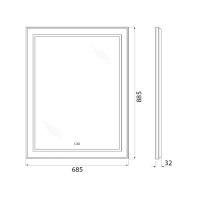 Зеркало BelBagno Kraft SPC-KRAFT-685-885-TCH-WARM 68.5 см, светодиодная подсветка, с сенсорным выключателем, с подогревом, сатин