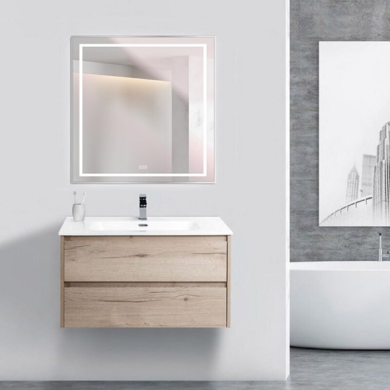 Зеркало BelBagno Kraft SPC-KRAFT-700-800-LED-TCH-WARM, 70 х 80 см, со встроенной подсветкой и подогревом, сатин