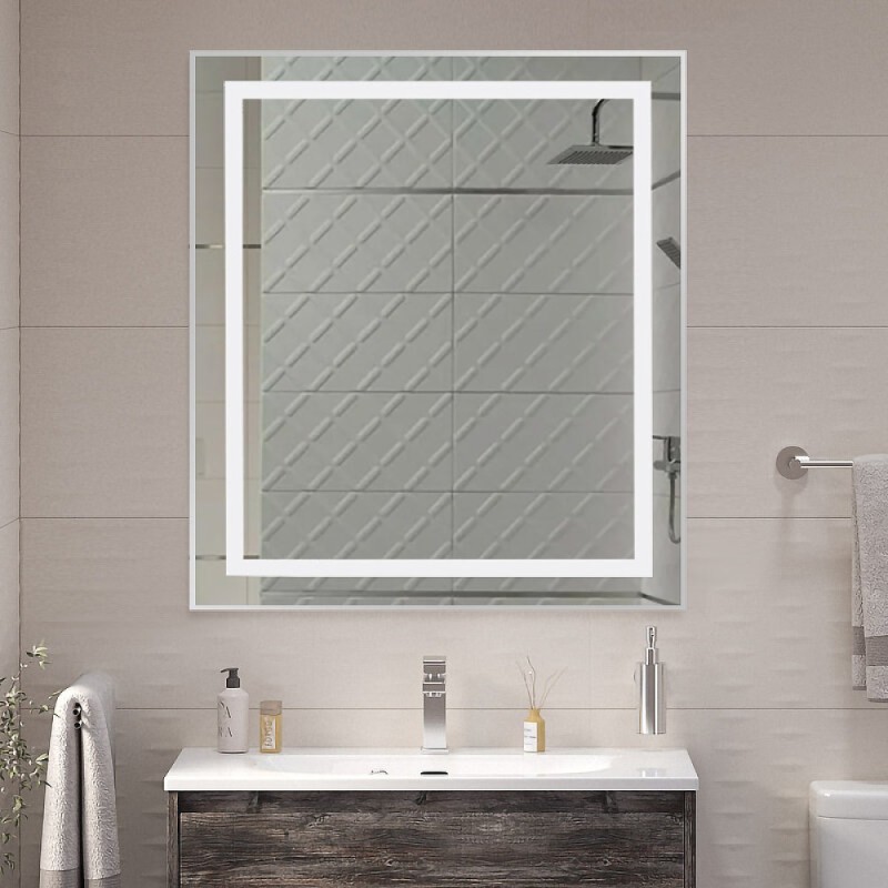 Зеркало BelBagno Kraft SPC-KRAFT-700-800-SENS-AL, 70 см, с LED подсветкой, с сенсорным выключателем, цвет рамы сатин
