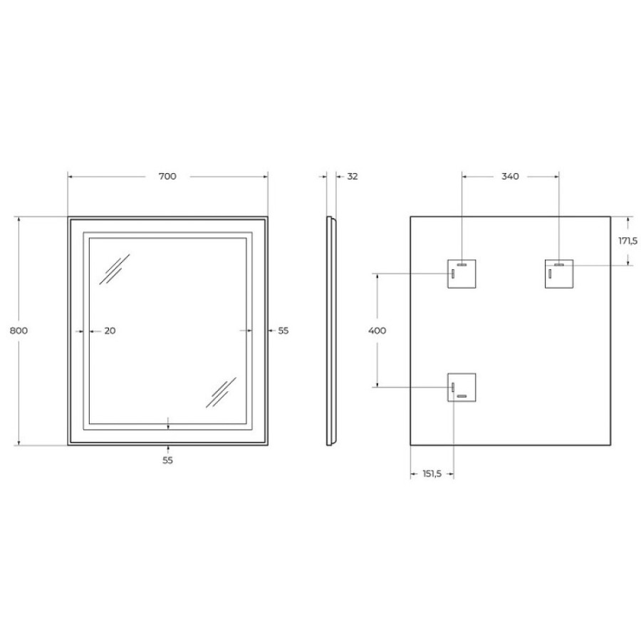 Зеркало BelBagno Kraft SPC-KRAFT-700-800-SENS-NERO, 70 см, с LED подсветкой, с сенсорным выключателем, цвет рамы черный