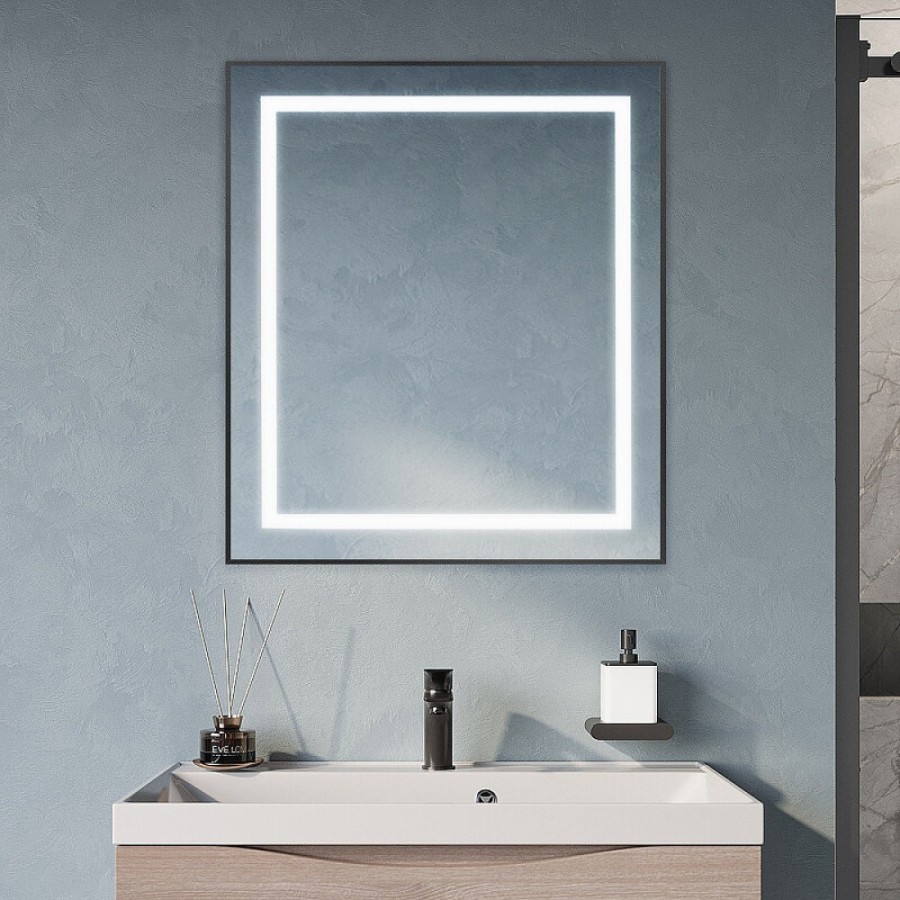 Зеркало BelBagno Kraft SPC-KRAFT-700-800-SENS-NERO, 70 см, с LED подсветкой, с сенсорным выключателем, цвет рамы черный