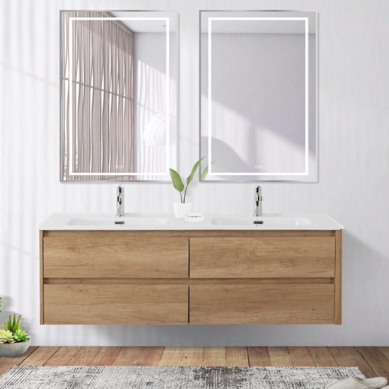 Зеркало BelBagno Kraft SPC-KRAFT-700-900-LED-TCH-WARM, 70 х 90 см, со встроенной подсветкой и подогревом, сатин